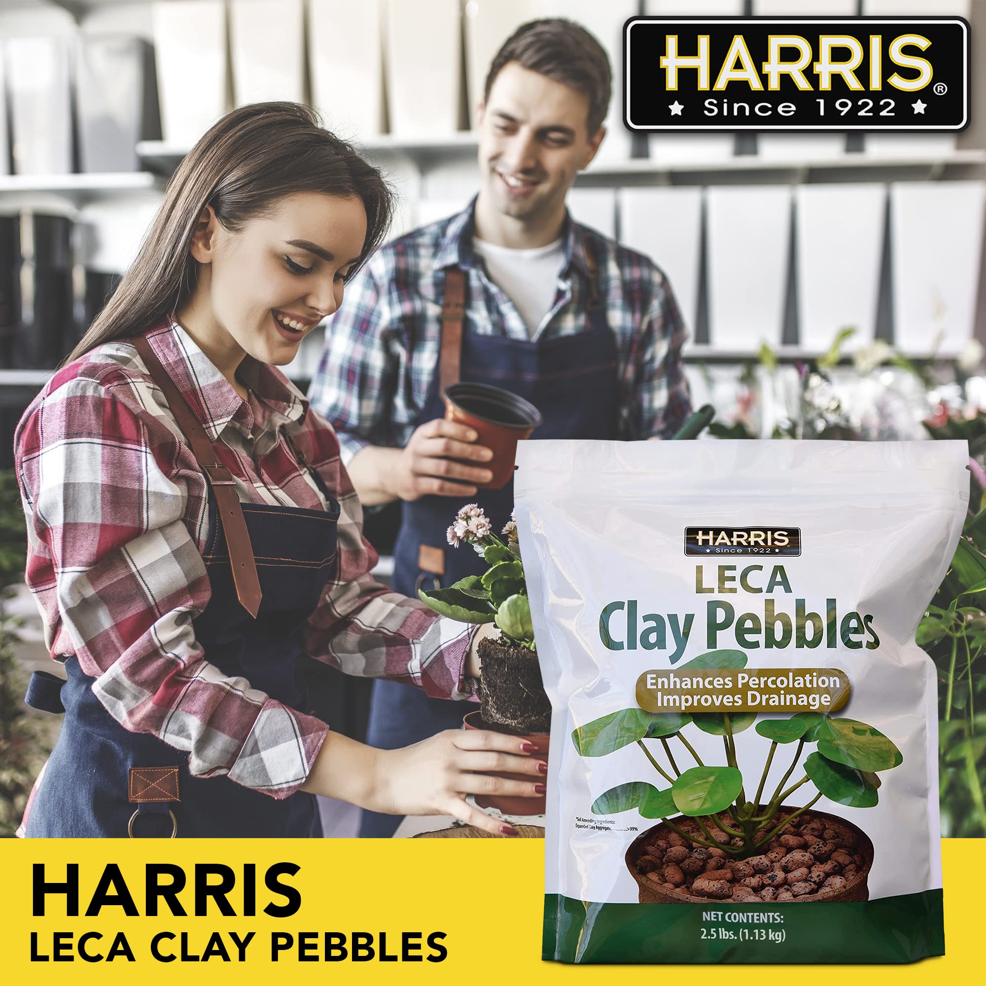 Harris LECA Expanded Clay Pebbles for Plants, 2.5lb for Indoor, Outdoor and Hydroponic Growing Brown