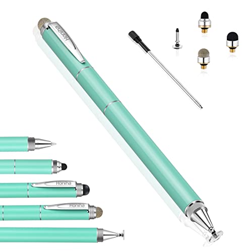 Universal Stylus Pens, Honiha High Precise Disc Stylus Pens for Touch Screens 4 in 1 Touch Screen Pen Capacitive Stylus Compatible with iPad, iPhone, Samsung, Android, Microsoft Tablets- Green