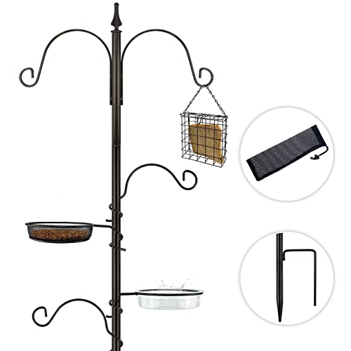 Bird Feeders Bird Feeding Station Bird Feeder Poles,Premium Multi Feeder Hanging Kit with Suet Cage and Bird Bath,Bird Food Finch Sock for Attracting Wild Birds