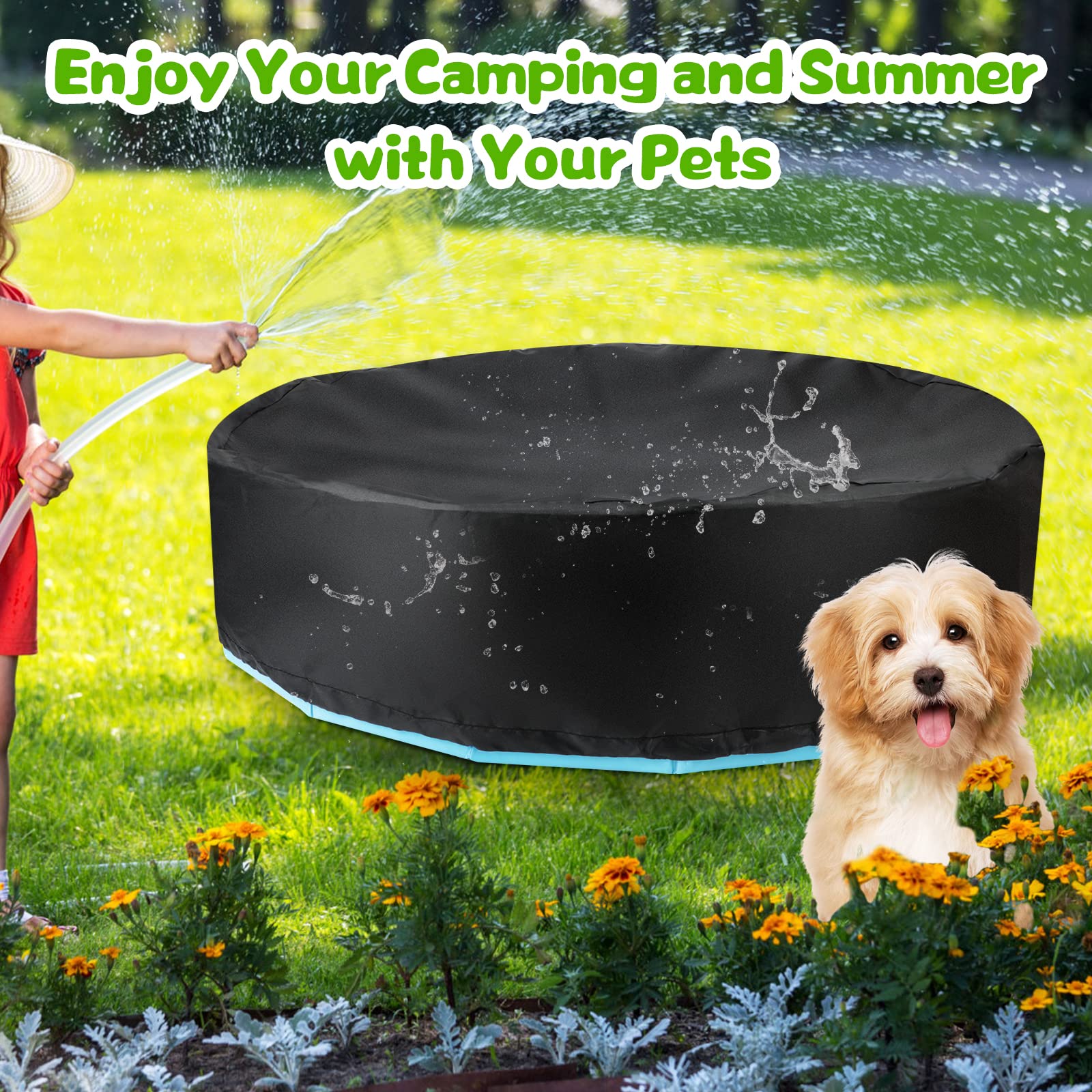 Rypet Dog Foldable Round Pool Pet Collapsible Swimming, Kiddie pool cover Portable Pool Accessories for Dog Bathing Tub