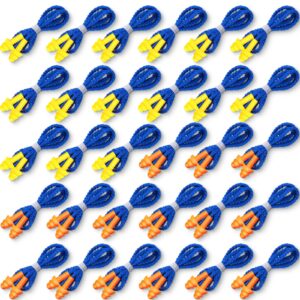 200 pairs ear plugs corded silicone earplugs bulk reusable soft earplugs with cord sleeping hearing protection noise cancelling earplugs for work construction shooting sports, yellow and orange