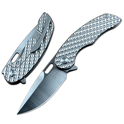 TwoSun Knife M390 Fold Satin Blade Flipper Gift Titanium Handle TS177