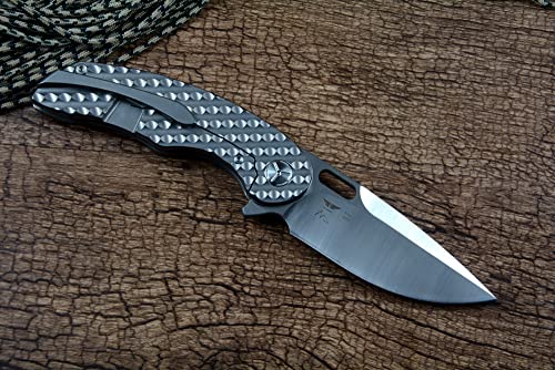 TwoSun Knife M390 Fold Satin Blade Flipper Gift Titanium Handle TS177