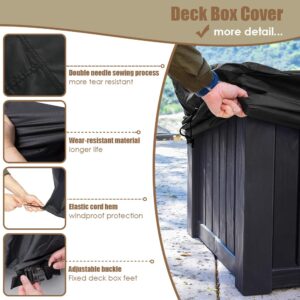 Gicov Deck Box Cover Waterproof Heavy Duty Patio Storage Box Cover with Zipper Outdoor Ottoman Bench Cover Rectangular for Keter Suncast Lifetime Rain Snow Dust Resistant