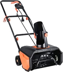 kapoo snow thrower, electric snow blower 18 inch , 13 amp, steel auger, black & orange, 180° rotatable chute and overload protection, bb19