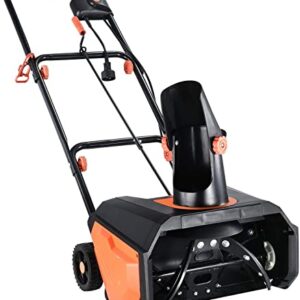 Kapoo Snow Thrower, Electric Snow Blower 18 Inch , 13 Amp, Steel Auger, Black & Orange, 180° Rotatable Chute and Overload Protection, bb19