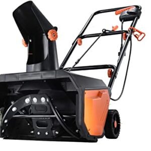 Kapoo Snow Thrower, Electric Snow Blower 18 Inch , 13 Amp, Steel Auger, Black & Orange, 180° Rotatable Chute and Overload Protection, bb19