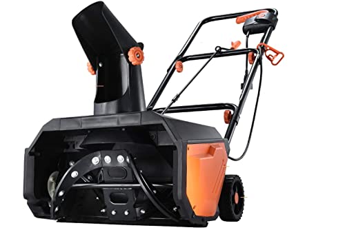 Kapoo Snow Thrower, Electric Snow Blower 18 Inch , 13 Amp, Steel Auger, Black & Orange, 180° Rotatable Chute and Overload Protection, bb19