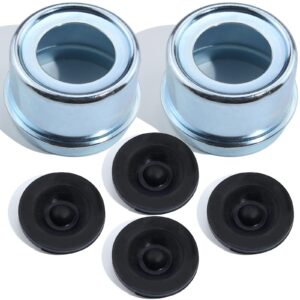 iBroPrat 2pcs Trailer Axle Dust Cap Cup Grease Cover 1.98" Hub with Extra 2 Rubber Plugs,Trailer Axle Wheel Hub and Bearing Dust Cap for Most 2000 to 3500 Pound Axles Dexter