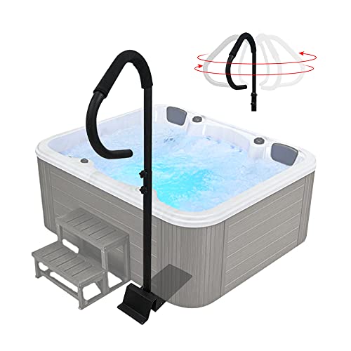 Hot Tub Handrail Slide Under Spa Hand Rail Side Grab Bar Hot Tub Hand Steps Railing Safety Accessories Gifts for Adults Outdoor Indoor Spa Hot Tub Railing to Get in and Out with Mount Base