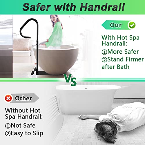 Hot Tub Handrail Slide Under Spa Hand Rail Side Grab Bar Hot Tub Hand Steps Railing Safety Accessories Gifts for Adults Outdoor Indoor Spa Hot Tub Railing to Get in and Out with Mount Base