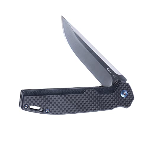 MASALONG pocket Folding Knife Kni243 7cr17 Blade With carbon fiber G10 Handle For Outdoor Portable Home Practical