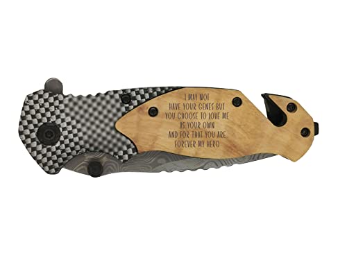 CHONG SHENG Gifts for Stepdad Father's Day from Stepdaughter - Engraved Pocket Knife for Stepdad - Stepdad Birthday Gifts Idea for Stepfather Father-in-Law