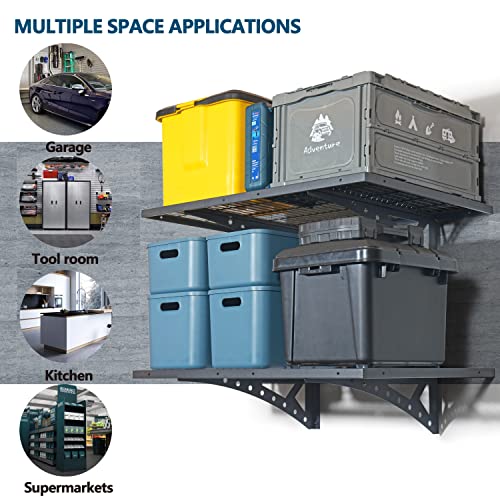 Sanhang 2-Pack 2x3ft Garage Storage Rack, Suitable for Garage, Storage Room Wall-Mounted Storage Shelf, Black
