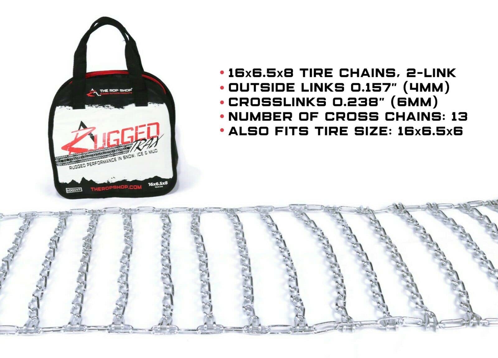 The ROP Shop | Pair of 2 Link Tire Chains 16x6.5x8 for Troy-Bilt & Ariens Snow Blower & Thrower