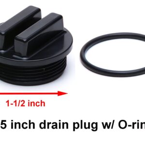 ATIE Black 1-1/2" Threaded Pool Filter Drain Plug Cap Winterizing Plug SP1022CBLK, 86202000, 190030, 27001-0022 with O-Ring for Pentair, Hayward, Sta-Rite Pool Filter Darin Plug (2 Pack)