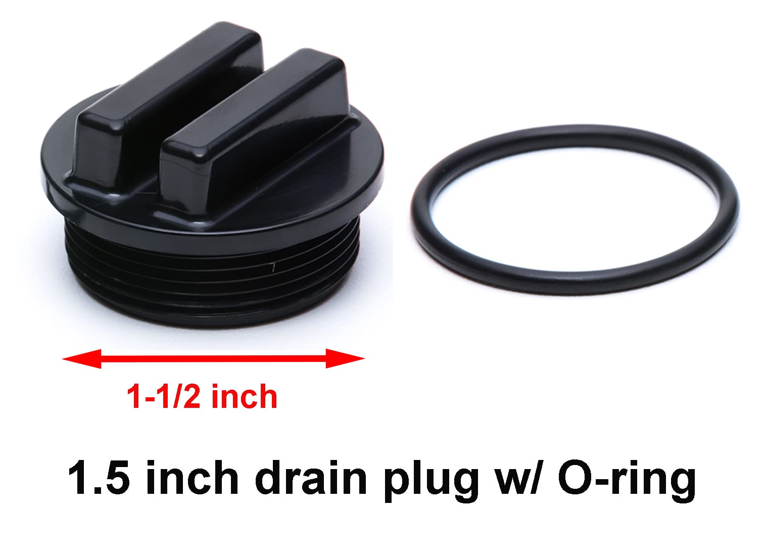 ATIE Black 1-1/2" Threaded Pool Filter Drain Plug Cap Winterizing Plug SP1022CBLK, 86202000, 190030, 27001-0022 with O-Ring for Pentair, Hayward, Sta-Rite Pool Filter Darin Plug (2 Pack)