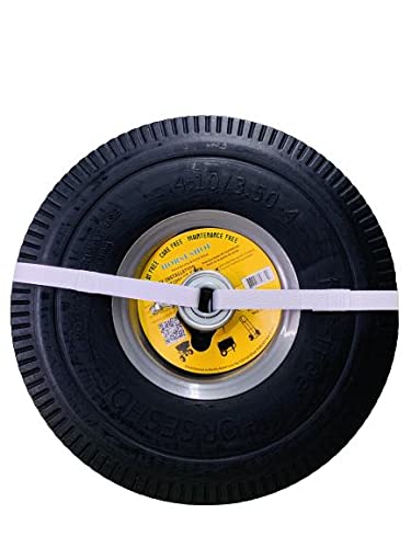 2 New 4.10/3.50-4" Solid Flat-Free Sawtooth Wheel w/Grease Fitting for Hand truck Dolly All Purpose Utility Cart, Offset Hub 2.25"-4.00", 5/8" Bearing installed w/Extra 3/4" Bearing