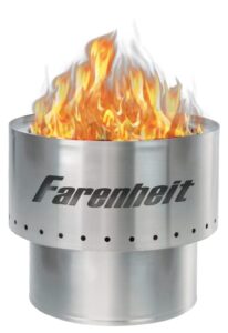farenheit small 13.5 inch stainless steel fire pit for outside patio outdoor backyard garden bonfire stove use, wood pellet burning lightweight portable smokeless firepit useful for picnics camping