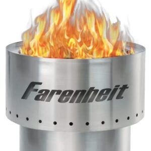 Farenheit Small 13.5 Inch Stainless Steel Fire Pit for Outside Patio Outdoor Backyard Garden Bonfire Stove Use, Wood Pellet Burning Lightweight Portable Smokeless Firepit Useful for Picnics Camping