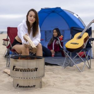 Farenheit 17.5-Inch Stainless Steel Portable Smokeless Fire Pit for Outdoor Use - Wood Pellet Burning, Lightweight and Useful for Picnics, Camping