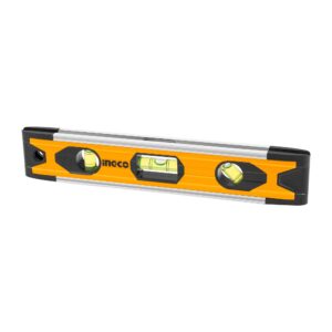 ingco 9 inch level tool, professional torpedo level magnetic - easy to read bubble levels for construction and diy projects