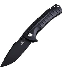 shieldon relicanth edc pocket knife, 3.2" d2 blade black g10 handle liner lock folding knife with clip, qualified as outdoor hunting knife