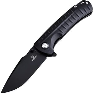 SHIELDON Relicanth EDC Pocket Knife, 3.2" D2 Blade Black G10 Handle Liner Lock Folding Knife with Clip, Qualified as Outdoor Hunting Knife