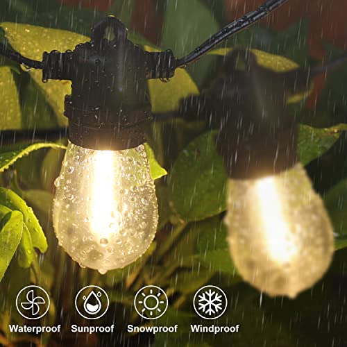 YUNSOVA LED Patio Lights Outdoor Waterproof - 96FT(48×2) 2Pack String Lights Outside with 32 Edison Vintage Bulbs, Commercial Grade Heavy-Duty Lights for Balcony Café Porch Garden