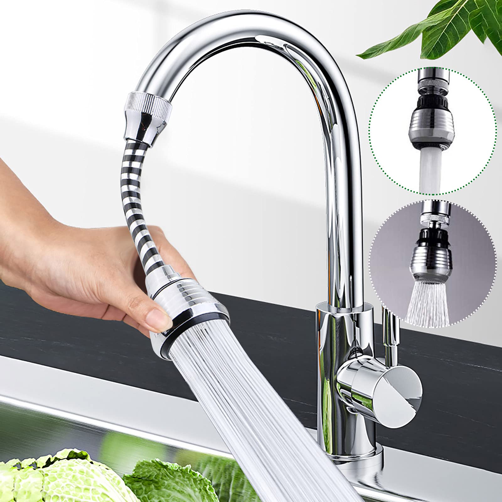 Flexible Faucet Sprayer Nozzle Sink Faucet Spray Water Outlet 1 Pc Home 360 Degree Diameter 3.5cm Small Tap Sprayer Head Anti-Splash Leakproof Kitchen Bathroom Water Saving Sprayer (Multicolor)