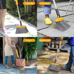 ZNM Kitchen Brooms for Sweeping Indoor, Soft Bristle Broom Indoor Angle Broom with 55.1" Long Handle for House Office Outdoor Cleaning, 10.6" Wide Heavy Duty Broom - Build-in Microfiber Duster