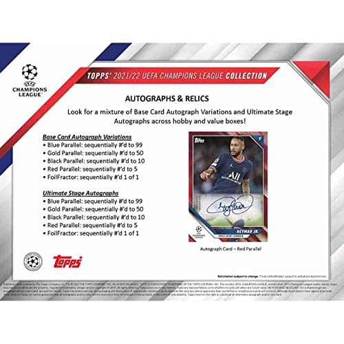 2021-22 Topps UEFA Champions League Soccer Hobby Box (24 Packs/8 Cards: 18 Inserts)