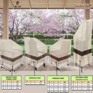 WJ-X3 Patio Chair Cover, Outdoor Lounge Cover, Heavy Duty, Waterproof Lawn Patio Furniture Covers, 40W x 40D x 36H, Beige, 2-Pack