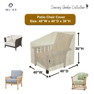 WJ-X3 Patio Chair Cover, Outdoor Lounge Cover, Heavy Duty, Waterproof Lawn Patio Furniture Covers, 40W x 40D x 36H, Beige, 2-Pack