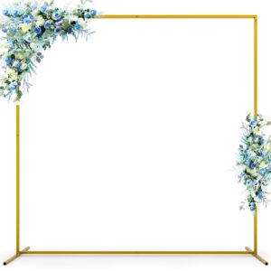 wedding arch backdrop stand, 6.6x6.6 ft gold wedding arches for ceremony square metal balloon arch stand garden arbor frame for wedding birthday party baby shower photo booth background decoration