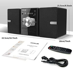 Home Stereo System with CD Player FM Radio Bluetooth AUX in/USB in, Earphone Jack, Remote Control, 30W HiFi Shelf Stereo System