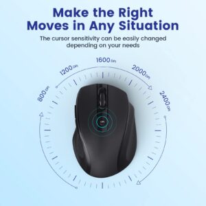 LODVIE Wireless Mouse for Laptop, 2400 DPI Wireless Computer Mouse with 6 Buttons,2.4G Ergonomic USB Cordless Mouse,18 Months Battery Life Mouse for Laptop PC Mac Computer Chromebook MacBook - Black