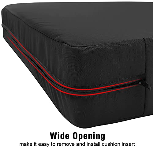 GUEGLSA Outdoor Cushion Covers 24x22x4, Patio Cushion Slipcovers Replacement, High UV Resistant Replacement Cushion Covers, Set of 2, Black