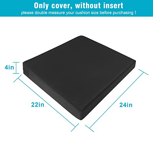 GUEGLSA Outdoor Cushion Covers 24x22x4, Patio Cushion Slipcovers Replacement, High UV Resistant Replacement Cushion Covers, Set of 2, Black