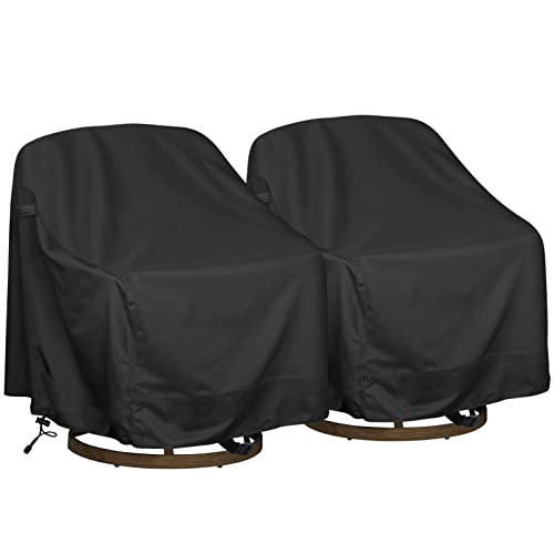 Outdoor Swivel Lounge Chair Cover 2 Pack, Fits to (39" W X 37" D X 38" H) Lawn Patio Chairs, 420D Tear-Resistant, UV Resistant, Waterproof for Furniture Covers