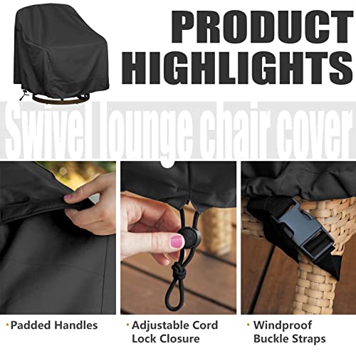 Outdoor Swivel Lounge Chair Cover 2 Pack, Fits to (39" W X 37" D X 38" H) Lawn Patio Chairs, 420D Tear-Resistant, UV Resistant, Waterproof for Furniture Covers