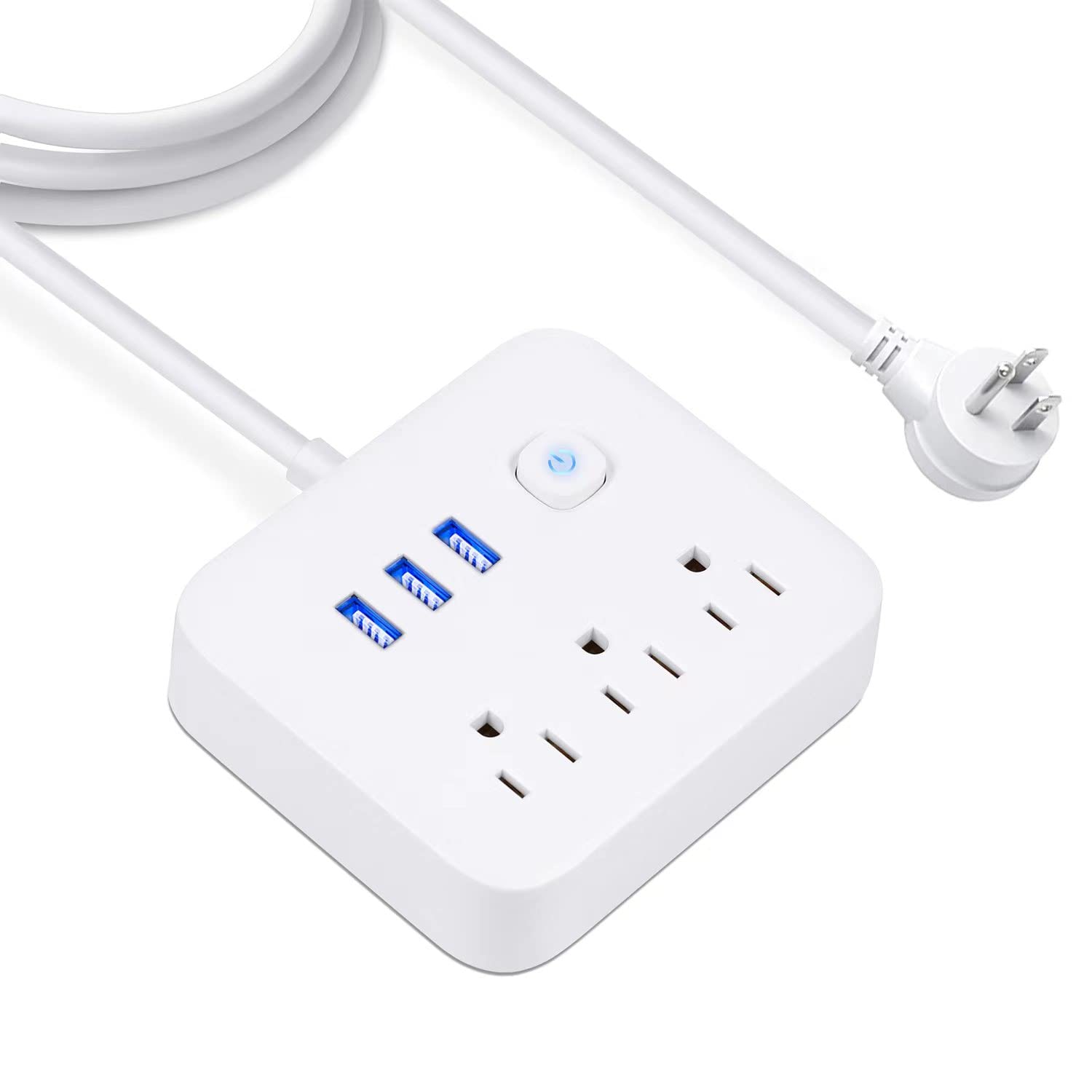 Power Strip Surge Protector with USB,4 Feet Long Cord with 3 AC Outlets and 3 USB Charging Ports, Overload Protection Outlet Extender, Compact for Smartphone Tablets Home, Office, Hotel,900 Joules