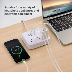 Power Strip Surge Protector with USB,4 Feet Long Cord with 3 AC Outlets and 3 USB Charging Ports, Overload Protection Outlet Extender, Compact for Smartphone Tablets Home, Office, Hotel,900 Joules