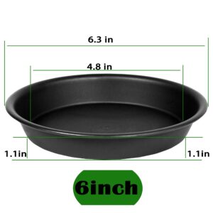 Bleuhome 6 Pack Plant Saucer Tray, 4 6 8 10 12 13 15 17 19 inch Plant Saucers, Heavy Duty Plastic Plant Saucers for Indoors, Bird Bath Bowls, Flower Plant Water Trays for pots Planter (6", Black)