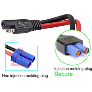 ZHOFONET 10AWG SAE to EC5 Female Plug,2pack EC5 Female Connector to SAE Power Automotive Adapter,Suitable for Solar Battery Car Battery,30cm