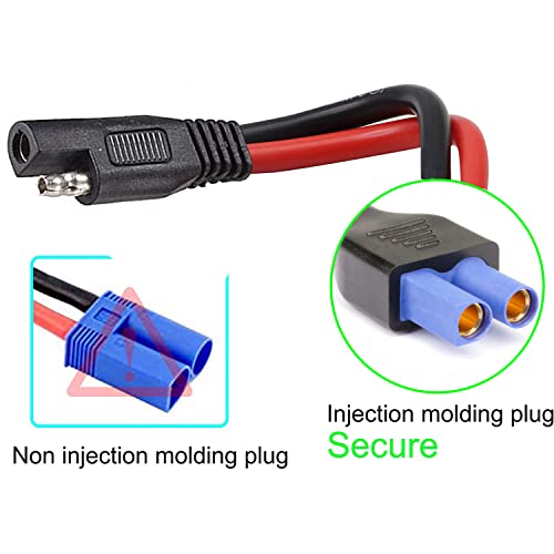 ZHOFONET 10AWG SAE to EC5 Female Plug,2pack EC5 Female Connector to SAE Power Automotive Adapter,Suitable for Solar Battery Car Battery,30cm