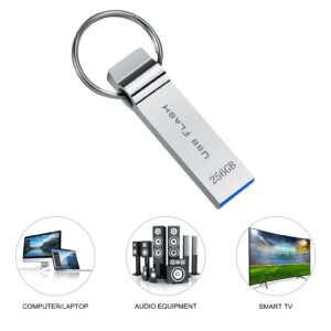 Marryler USB Flash Drive 256GB Waterproof USB Stick High Speed Memory Stick 256GB Ultra Large Storage Metal Thumb Drive with Keychain Design for Laptop Computer Tablet