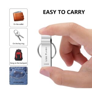 Marryler USB Flash Drive 256GB Waterproof USB Stick High Speed Memory Stick 256GB Ultra Large Storage Metal Thumb Drive with Keychain Design for Laptop Computer Tablet