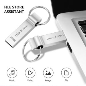 Marryler USB Flash Drive 256GB Waterproof USB Stick High Speed Memory Stick 256GB Ultra Large Storage Metal Thumb Drive with Keychain Design for Laptop Computer Tablet