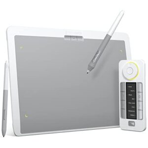 xencelabs drawing tablet medium, computer graphic tablets with 40 customizable quick keys, 12" ultrathin pen tablet with 2 battery-free stylus, 8192 levels pressure for win/mac/linux, nebula white